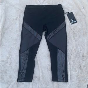 NWT Shiny silver and black leggings